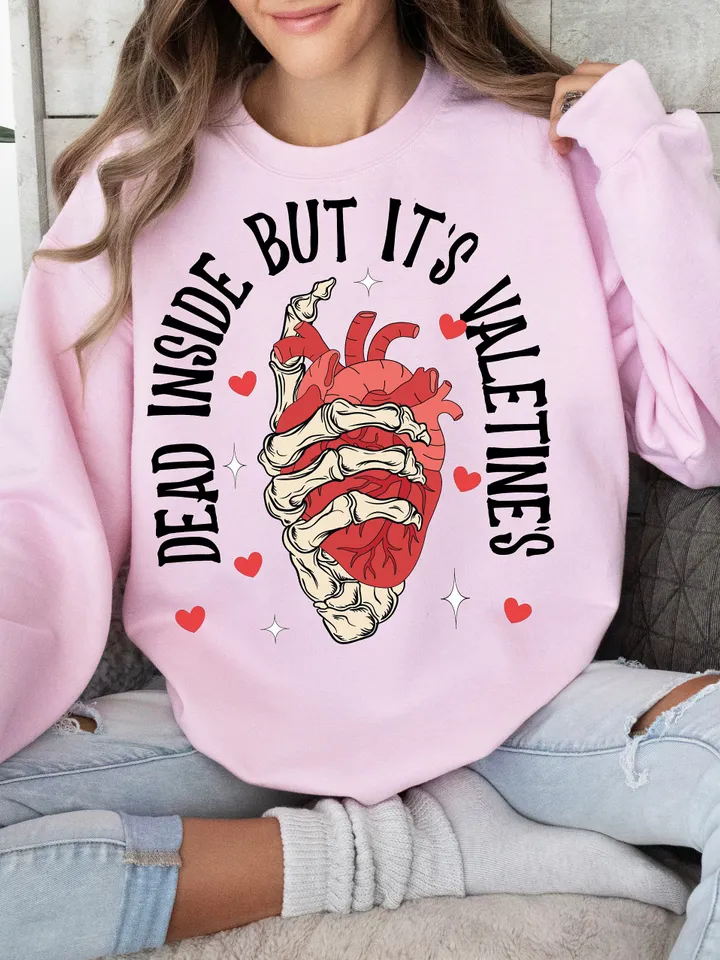 Dead Inside But It's Valentines Day Png, Funny Valentines Png, Retro Valentine Png, Valentines Shirt png, Skeleton Sublimation Trendy Vday