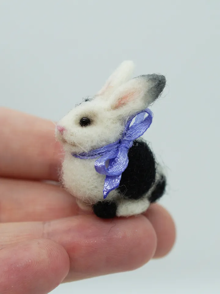 Basil the rabbit, miniature needle felted bunny, gift for her, tiny rabbit, made to order