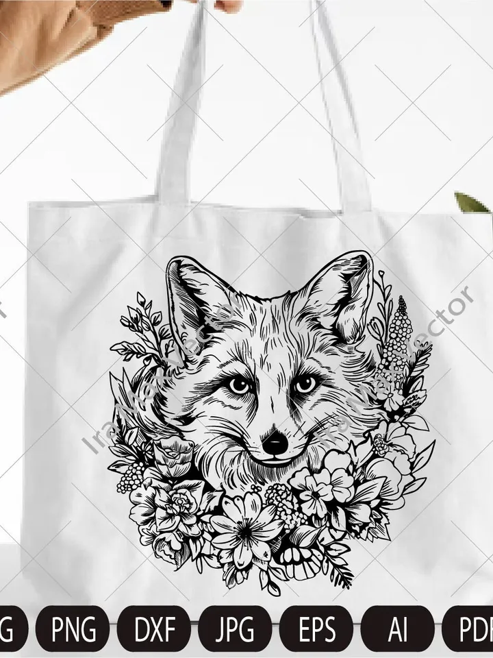 FOX Face svg /Fox in flowers/ Fox Head svg / Fox svg /Fox Mascot svg / Fox Printable / INSTANT DOWNLOAD