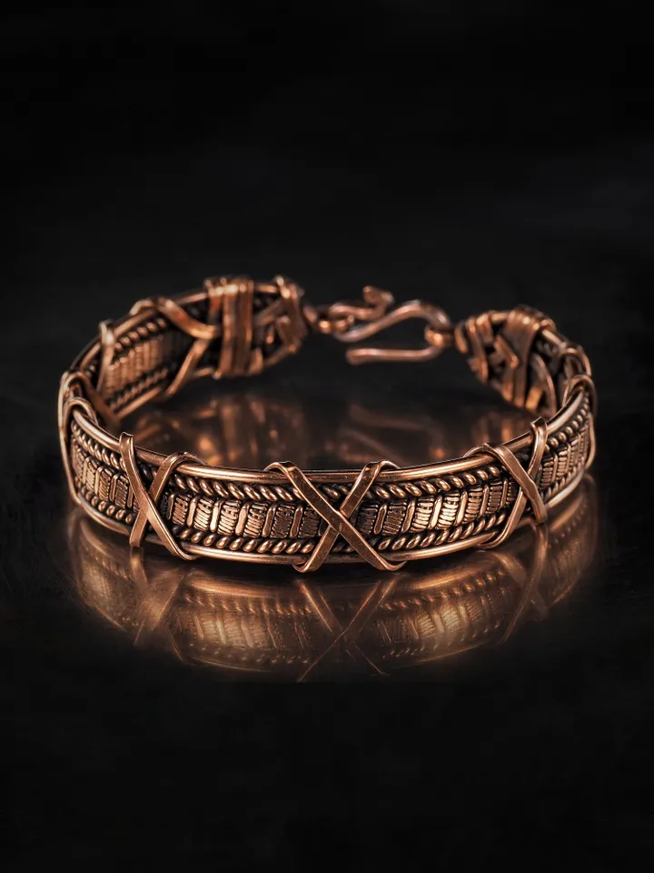 Copper wire wrapped bracelet for woman 7th Anniversary gift Small size bracelet