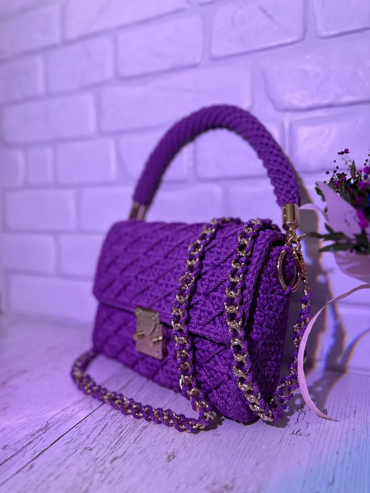 Crochet pattern women handbag PDF digital instant download, video tutorial, vegan crossbody, top handle, small purse, clutch, shoulder bag