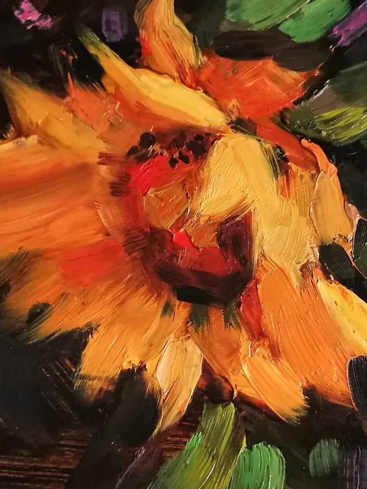 Sunflower Painting Texas Original Art Flower Oil Painting Fine Art by Verafe