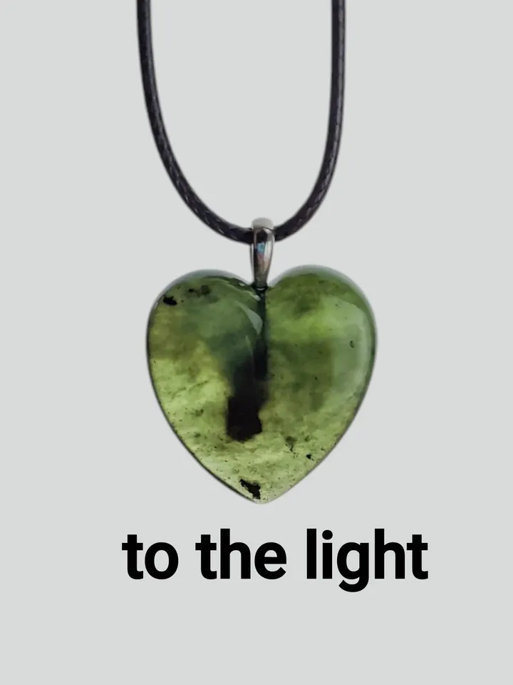 Dark Green Jade Heart Pendant.