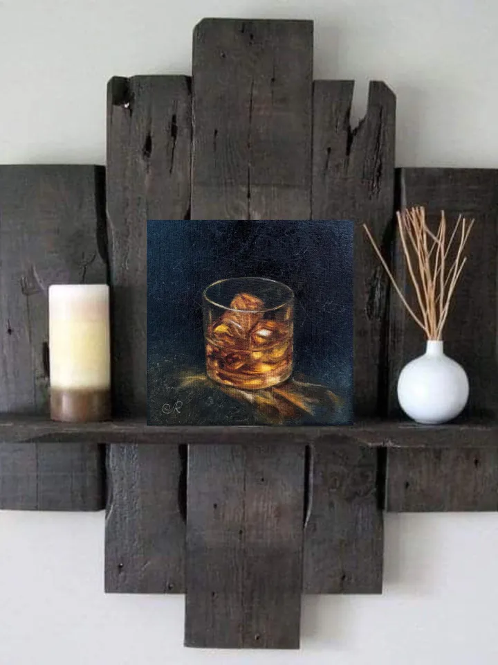 Whiskey Original Painting Glass of Whiskey Art Cocktail Painting Drinks Wall Art
