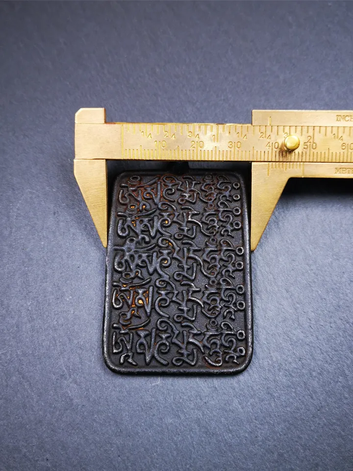 Gandhanra Handmade Tibetan Buddhist Amulet,Om Badge Pendant, Mantra of Om Mani Padme Hum, Made of Copper,2.52"