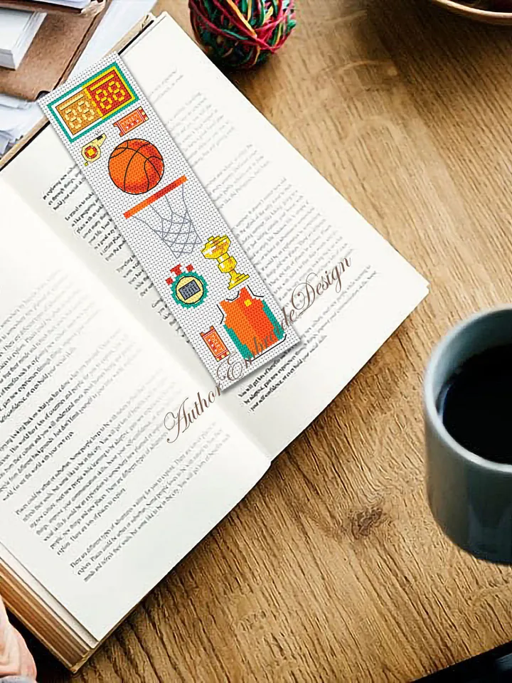 Basketball bookmark cross stitch pattern PDF download Sport cross stitch chart, Modern bookmark pattern digital PDF, Bookmark for men #B310