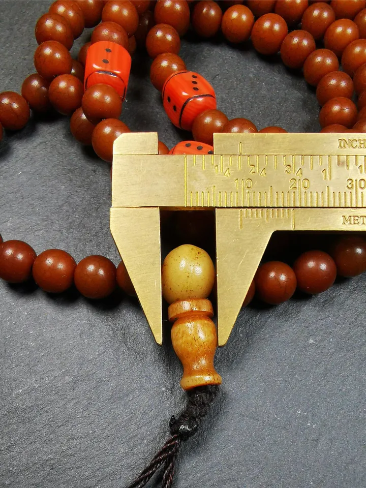 Gandhanra Old 108 Tibetan Mala, Corypha Linn Seed Beads,Prayer Beads Necklace for Meditation,Diameter 0.28", Circumference 30"