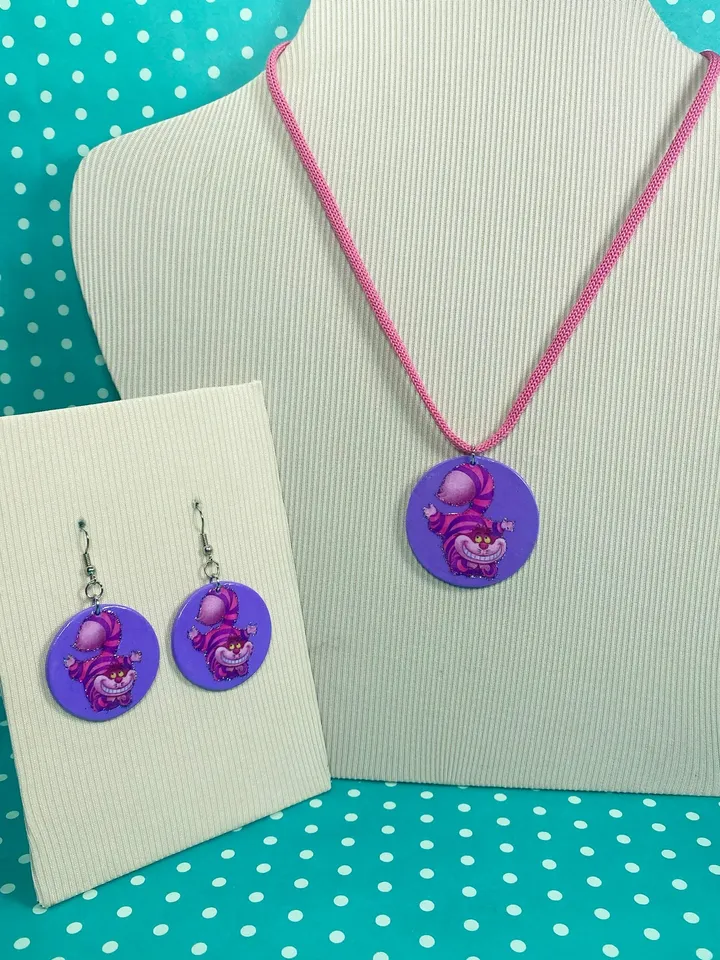 Handmade jewelry set. Cheshire Cat. Bijouterie.