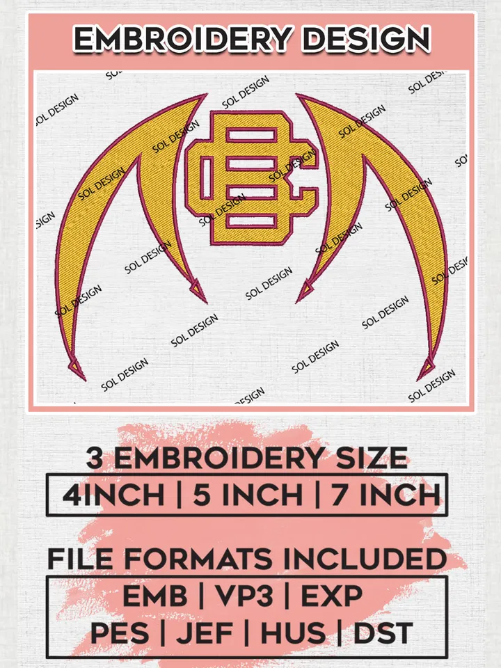 NCAA Bethune Cookman Wildcats Team Logo Embroidery Design Files, NCAA Bethune Cookman Wildcats Machine Embroidery, NCAA Teams, 3 sizes, NCAA Machine embroidery designs, Digital Download