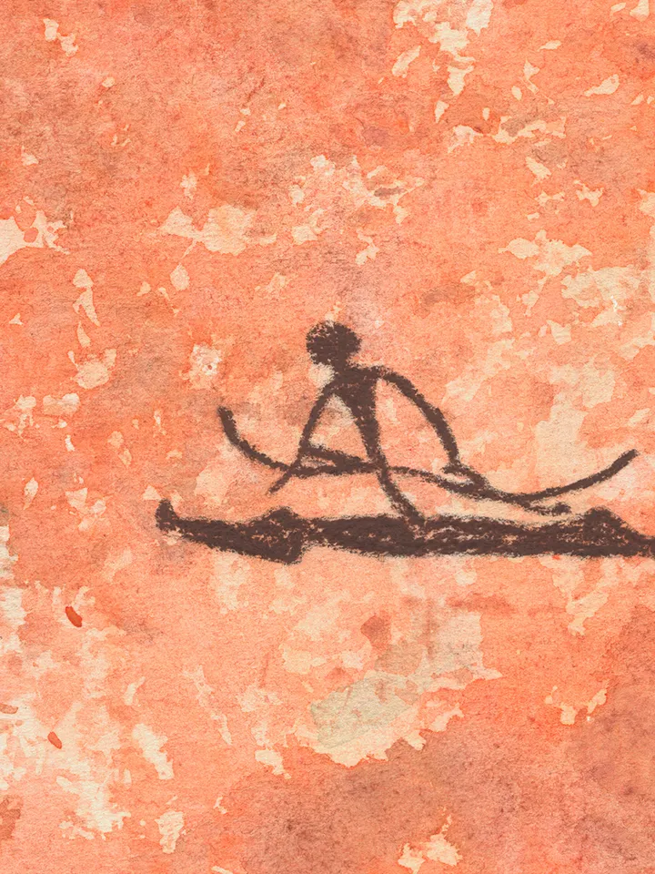Boar hunting wall art | Original Pastel and Watercolor Artwork Ancient Cave Painting Style | Hunters Prehistoric art | Handmade Artwork | Archers stylization of rock art | Drawings of a prehistoric man