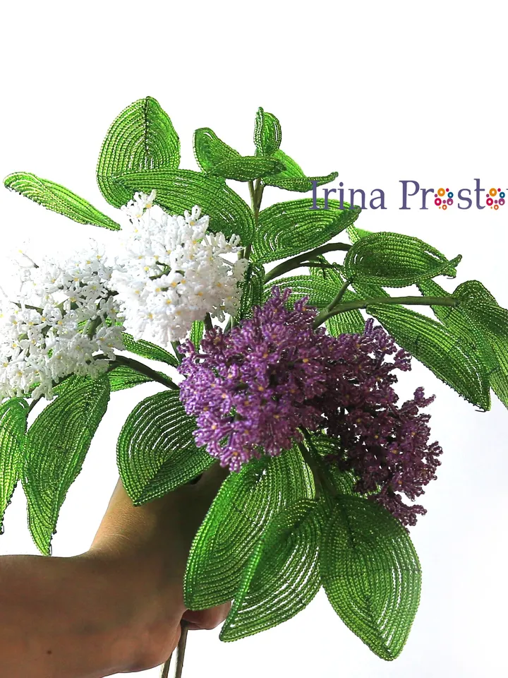 Beaded lilies of the valley, lilac, lupine, peony | Beaded Flowers pattern | Seed bead patterns