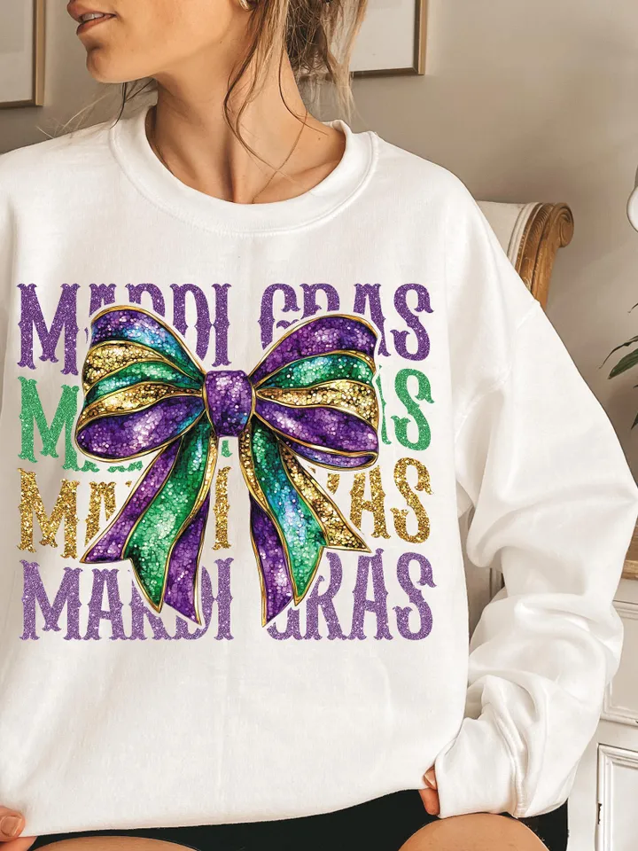 Mardi Gras Coquette PNG, Retro Mardi Gras Png, Fleur De Lis Png, Glitter, King Cake Png, Louisiana Crawfish Png, Coquette Bow Png Design