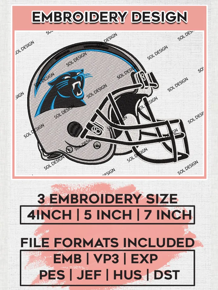 NFL Carolina Panthers Helmet Embroidery Designs, NFL Panthers, NFL Embroidery Designs, NFL Carolina Panthers Machine Embroidery Design, Digital Download