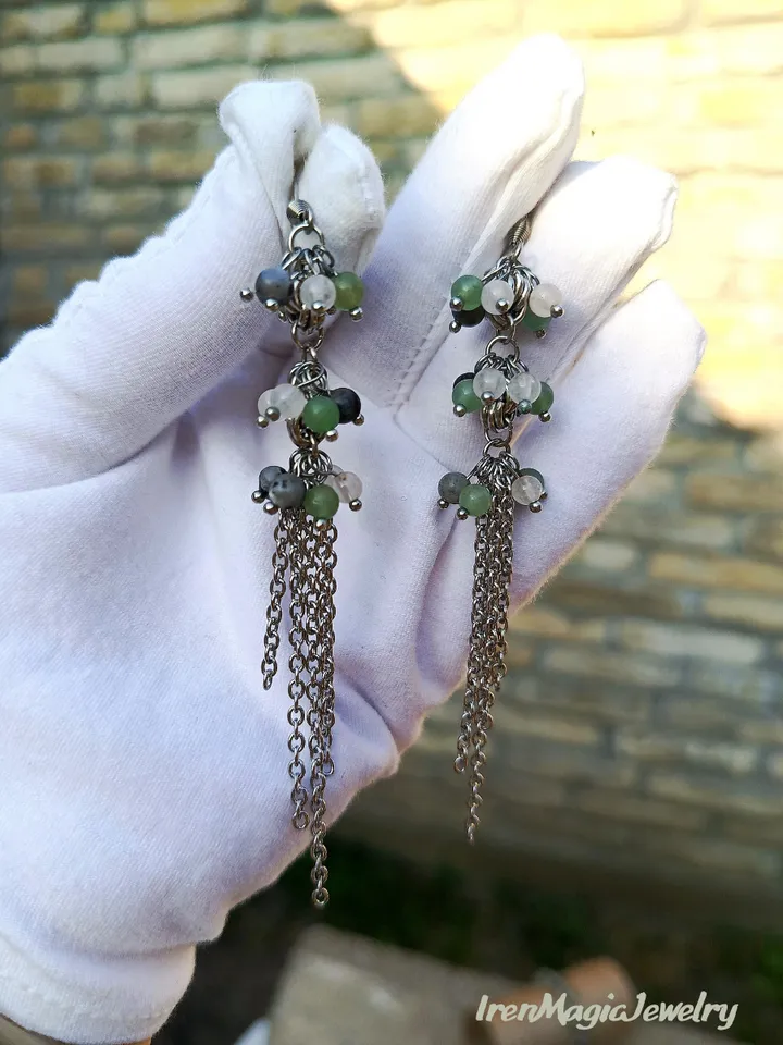 Summer Jewelry Set – Gemstone Bracelet & Earrings in Pastel Tones
