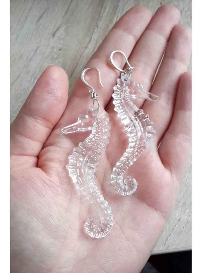 Seahorse earrings, Seahorse long earrings, Seahorse gift for girls