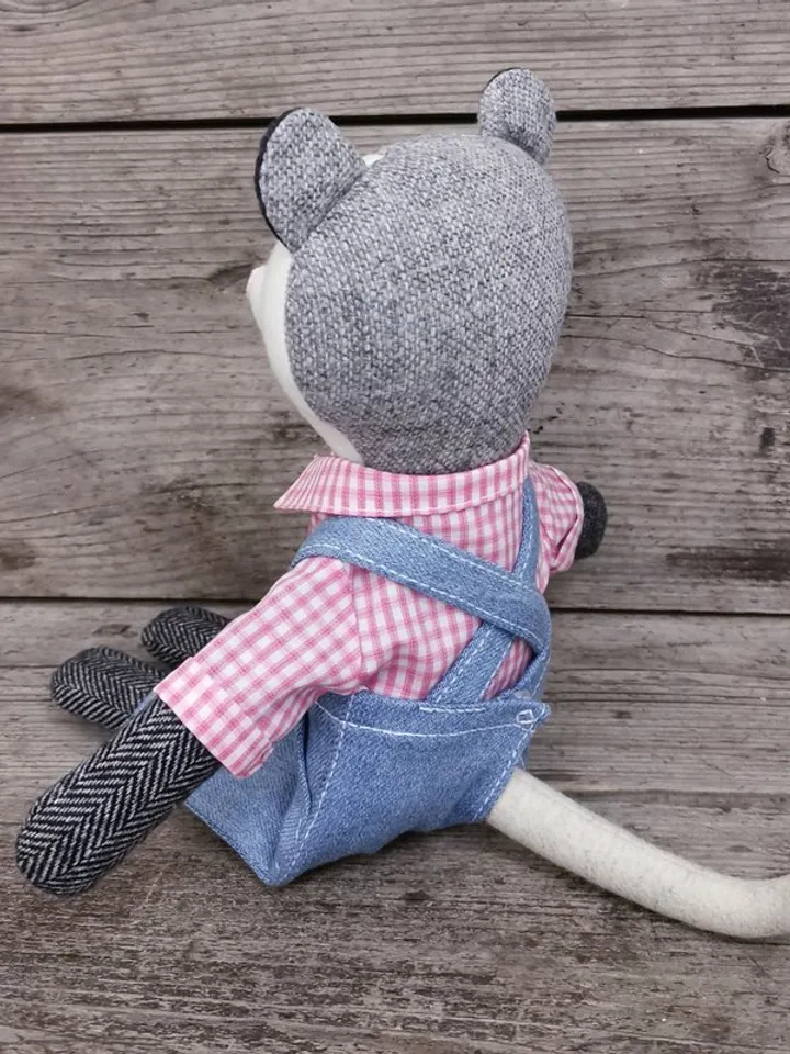 Gray possum boy, handmade plush doll, opossum stuffed toy, possum soft toy