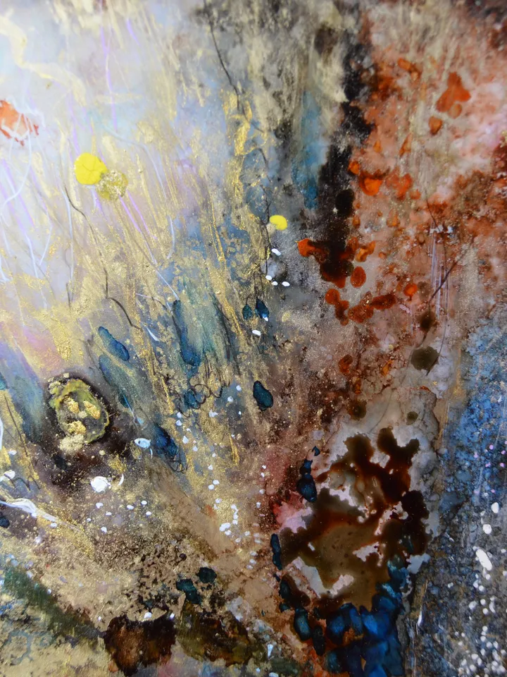 Abstract galaxy butterfly alcohol inks painting on yupo paper, original wall art,unique handmade home decoration,abstract artwork,gift.