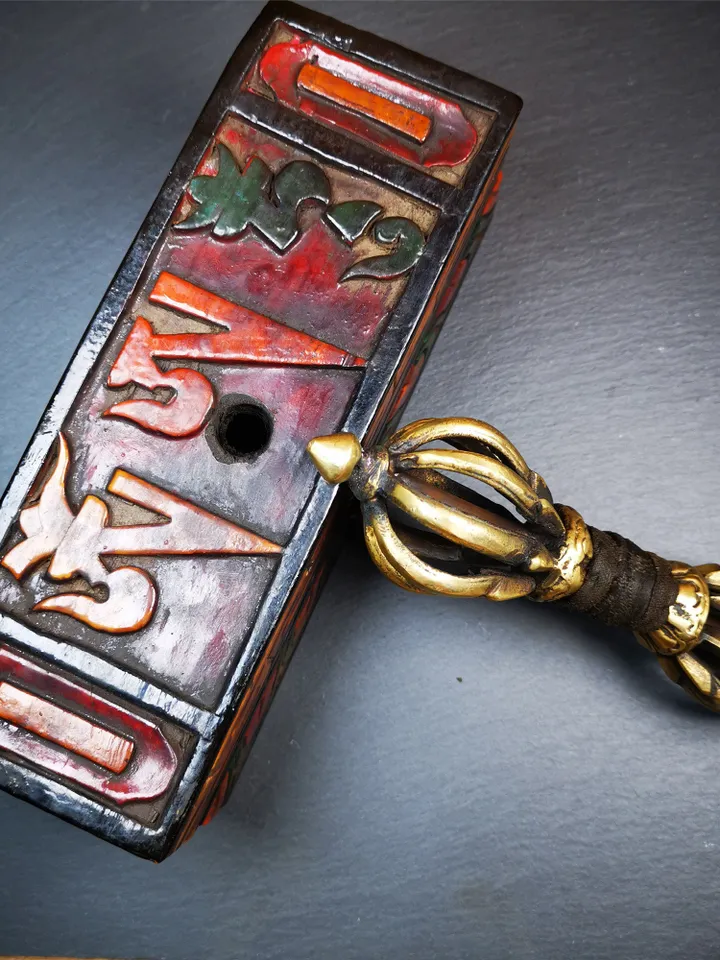 Gandhanra Powerful Vintage Vajra Dorje with Wooden Case ,Tibetan Tantric Buddhism (Vajrayana) Ritual Implement,Handmade in Nepal,7.0"