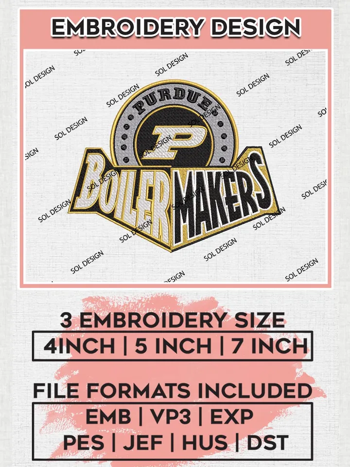 NCAA Boilermakers Team Logo Machine Embroidery Design, NCAA Purdue Boilermakers Team Design Design files, NCAA Team Embroidery Designs, NCAA Machine Embroidery Designs, Digital Download