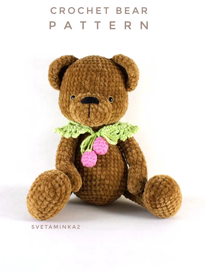 Crochet Teddy Bear Pattern. Amigurumi Plush Animal. Digital Download. PDF.