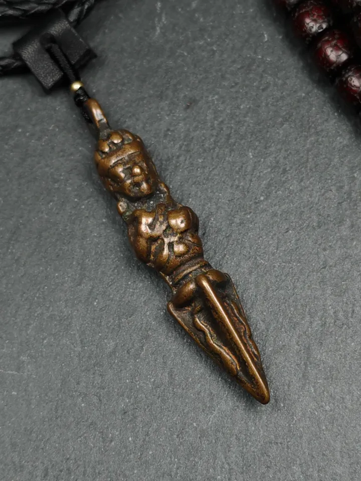 Gandhanra Antique Tibetan Amulet ,Vajrapani Phurba,Kila(Dorje Phurba) , Trantic Buddhism Ritual Implement Pendant,Made of Copper,2.36"