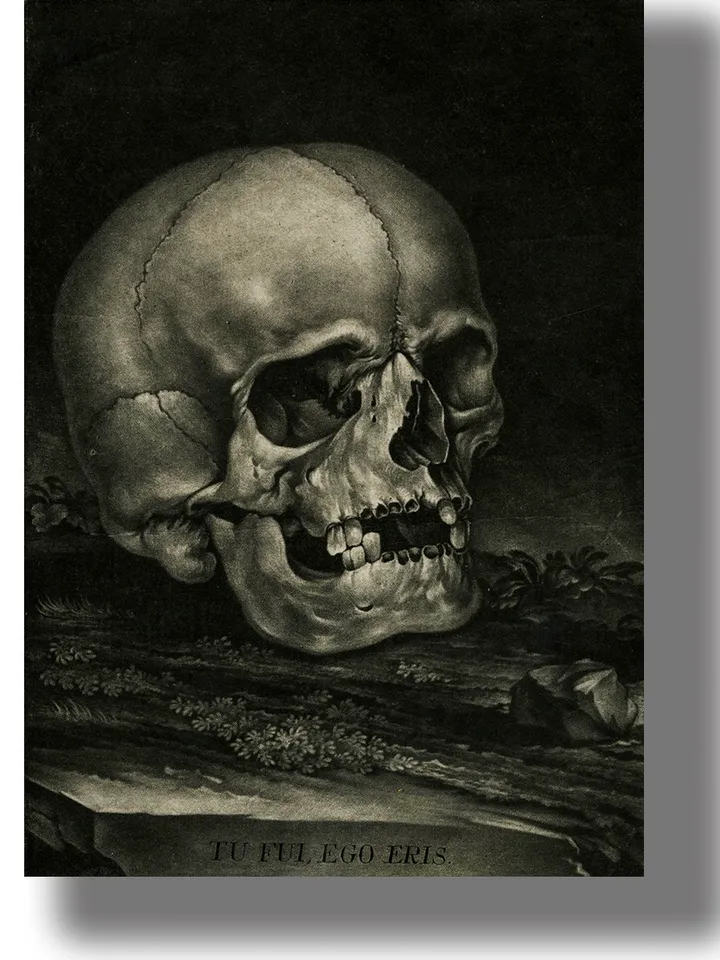What you are, I was. What I am, you will be. A gloomy picture with a human skull.
