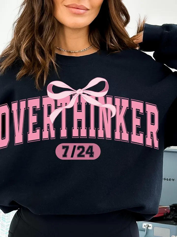 PINK OVERTHINKER png| PINK png, overthinker png, retro arch png, arch, varsity, mental health png, png t shirt