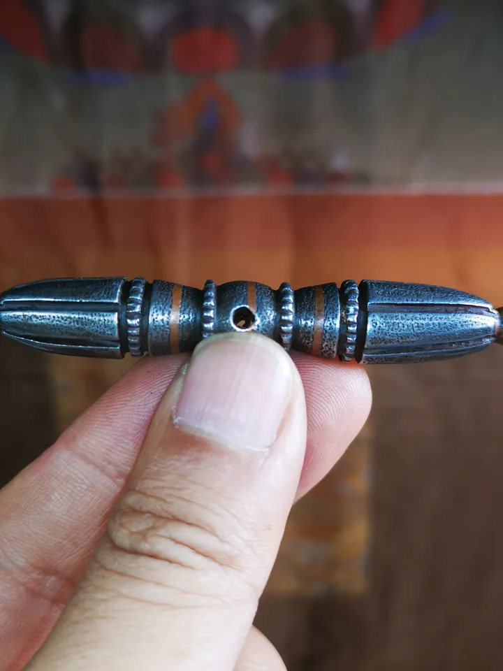 Gandhanra Vintage Tibetan Ritual Implement - Nine-Pronged Vajra Dorje - Made of Cold Iron - 30 Years