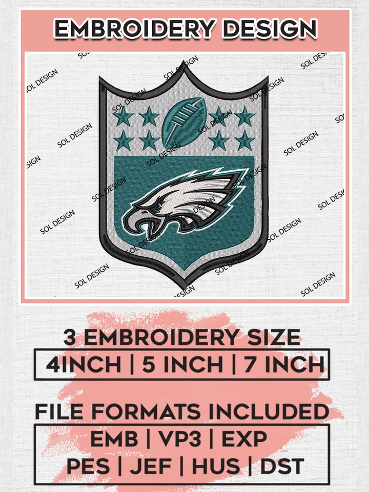 NFL Philadelphia Eagles Logo Embroidery Designs, NFL Eagles, NFL Logo Embroidery Files, NFL Philadelphia Eagles Machine Embroidery Design, Digital Download