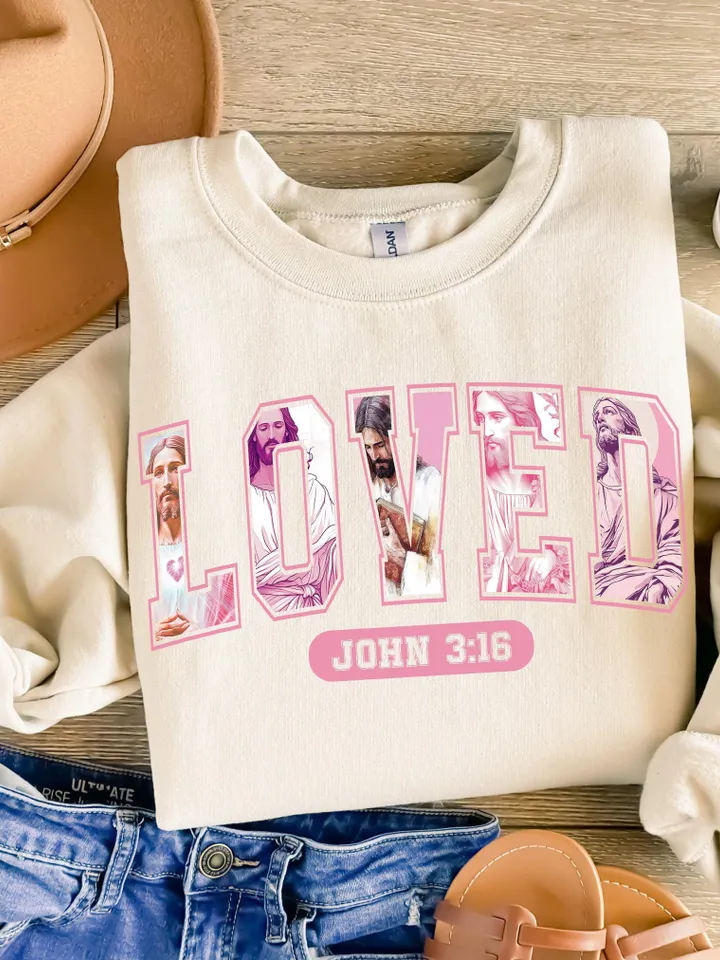 Christian Valentines Loved Png, Loved John 3:16 Png, Retro Valentine Png, Valentines Day Png, Bible Verse Png, Jesus Png, PNG Sublimation