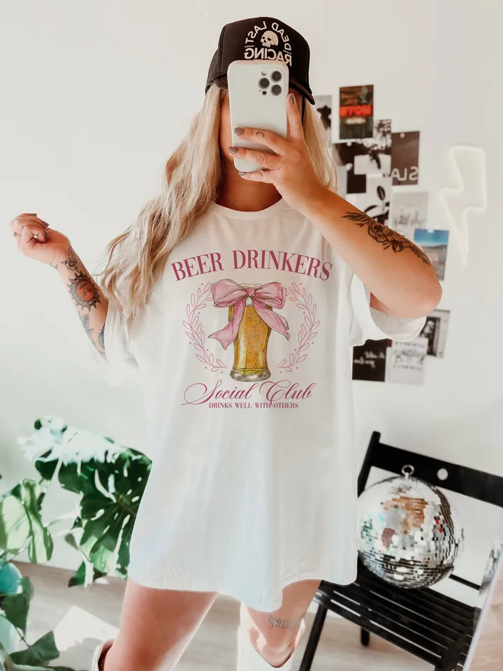 Beer Drinkers Social Club Png,beer coquette png girly beer pink bow, Girls Club Bachelorette png Trendy Shirt Design Summer png,Bride png
