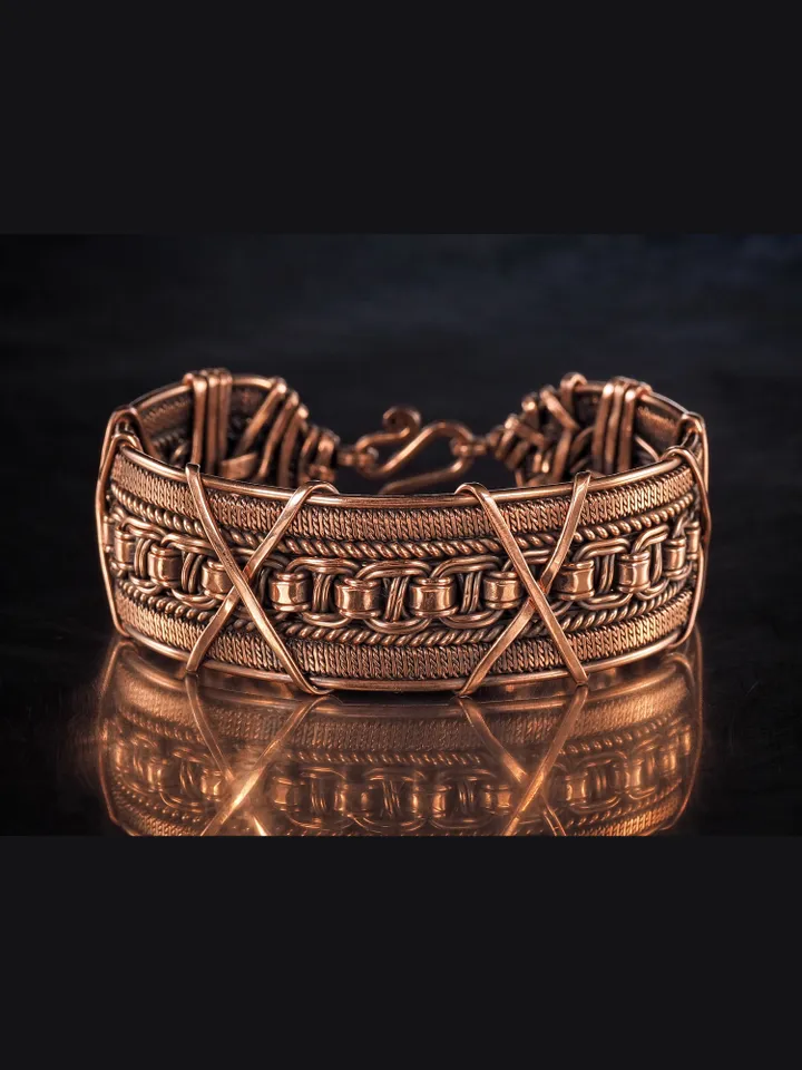 Woven copper wire bracelet Antique style handcrafted copper jewelry Unique gift