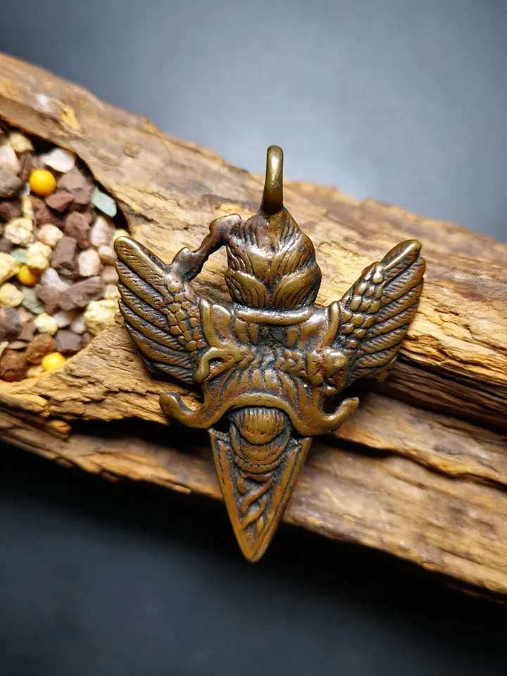 Gandhanra Antique Tibetan Thokcha Amulet Pendant,Mahakala Phurba, Buddhist Protector Deity, 80 Years Old
