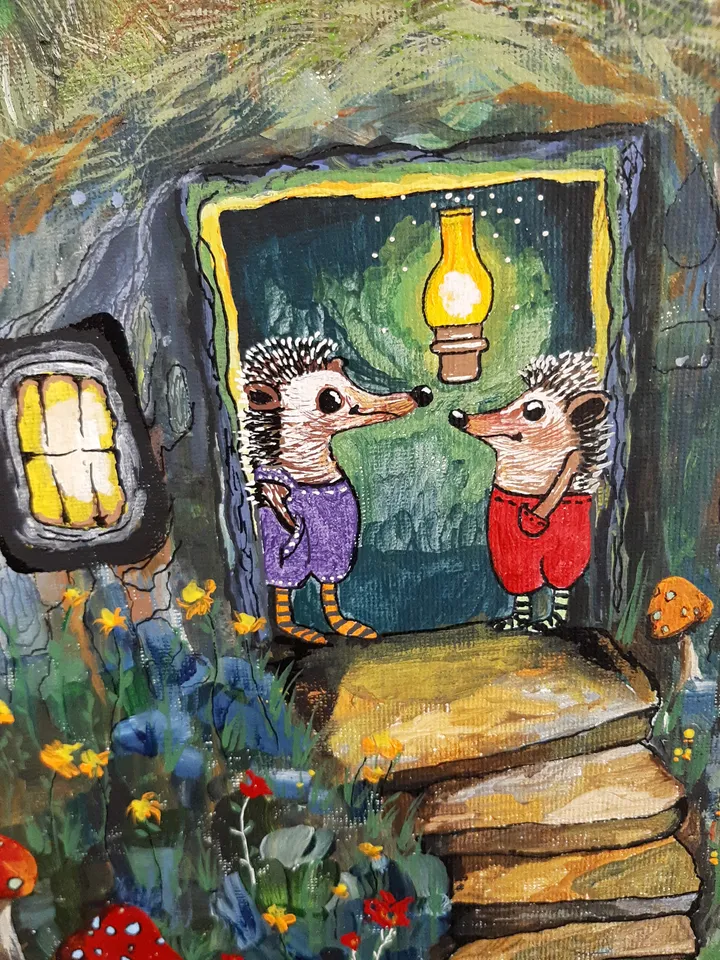 "Way Home' is original acrylic on a canvas board for children, nurses,collectors