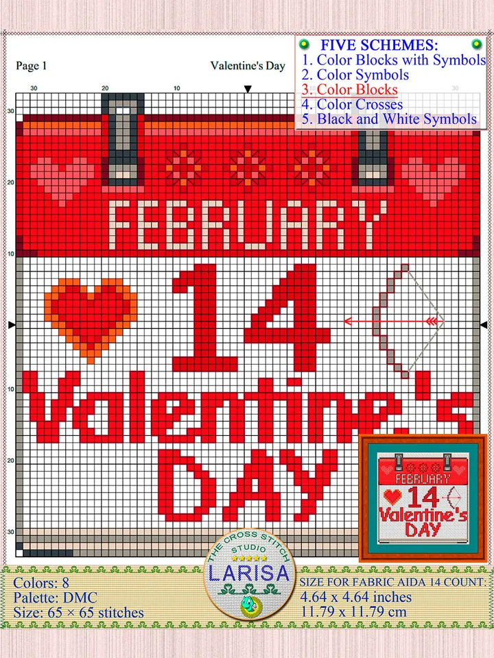 Valentine’s Day Cross Stitch Pattern | February 14
