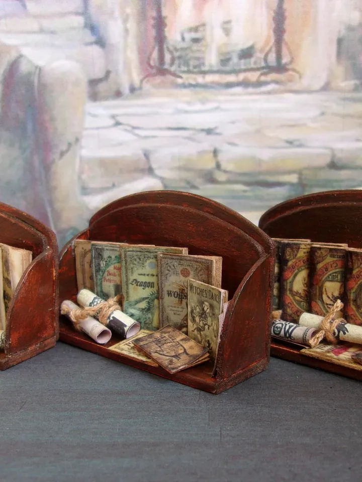 Books on the shelf.1:12 scale.