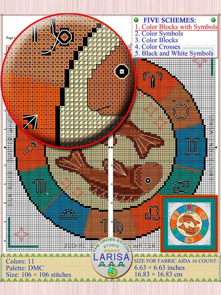 Pisces Cross Stitch Pattern | Pisces Zodiac Sign