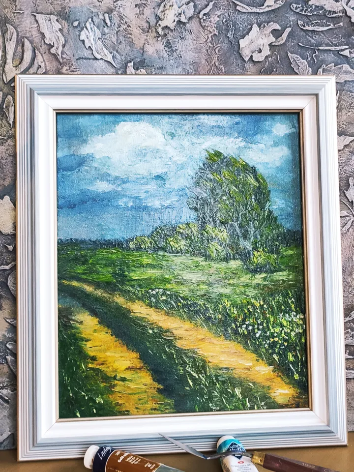 Before a thunderstorm landscape oil palette knife