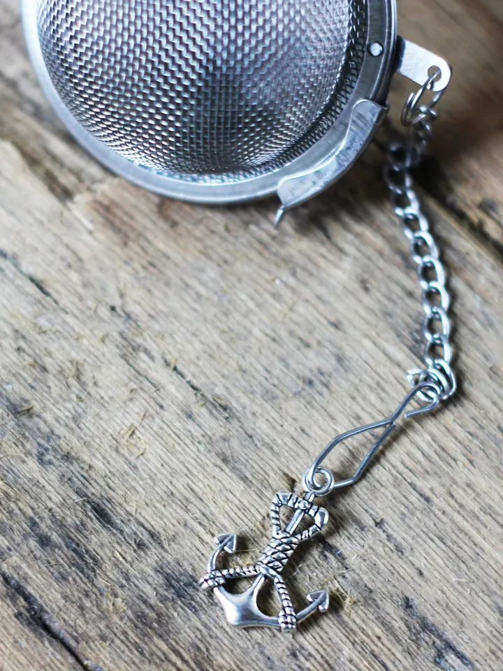 Nautical tea infuser for loose leaf tea, Tea Maker with anchor charm, Tea Steeper anchor pendant, Herbal tea gift