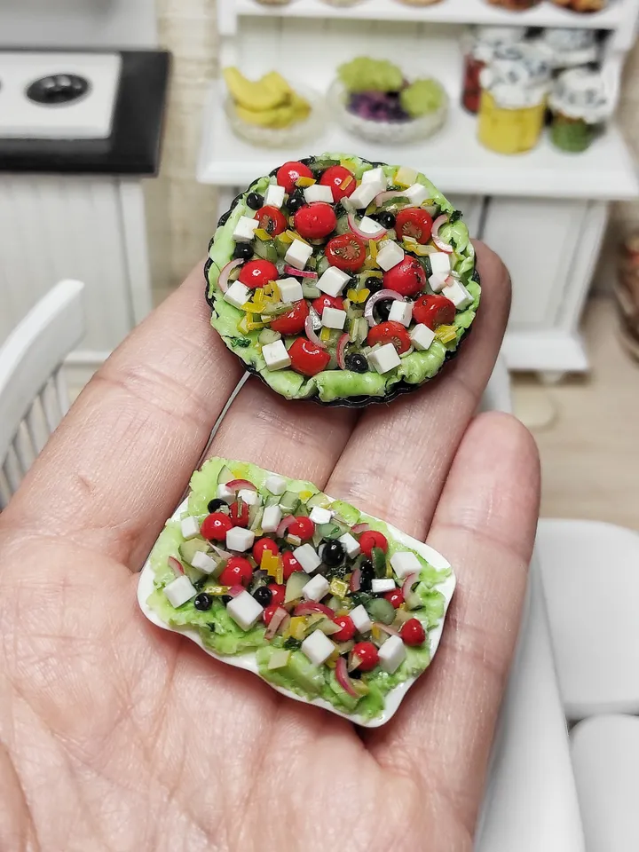 Realistic greek salad - realistic salad - doll food - 1 6 scale - mini food - dollhouse miniatures - food for dolls
