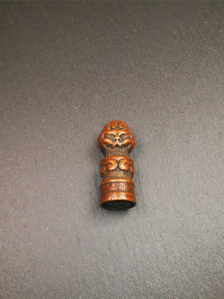 Gandhanra Vintage Tibetan Stamp Seal,Snow Lion Shape,Auspiious Meaning, Hand Crafted Amulet Pendant,