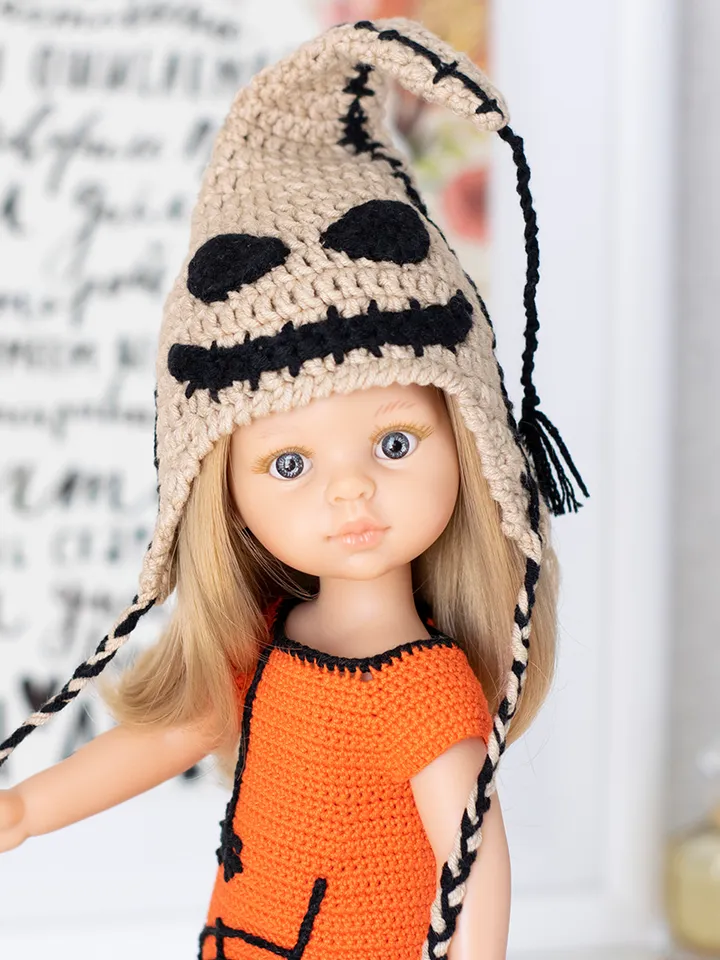Oogie boogie crochet hat for Paola Reina doll, Meadowdolls Dumplings, Little Darling, Siblies for Halloween or Christmas