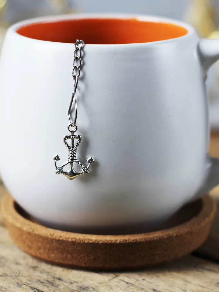 Nautical tea infuser for loose leaf tea, Tea Maker with anchor charm, Tea Steeper anchor pendant, Herbal tea gift