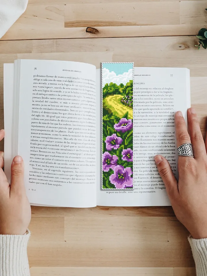 Flower bookmark cross stitch pattern download PDF Modern handmade bookmark digital PDF Nature landscape cross stitch Nature lover gift #B66