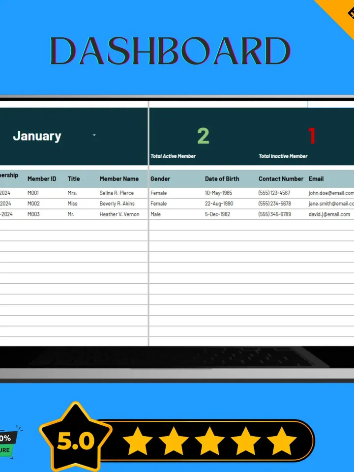 Church Membership Tracker Template, Church Attendance & Member Database, Congregation Growth Management Spreadsheet