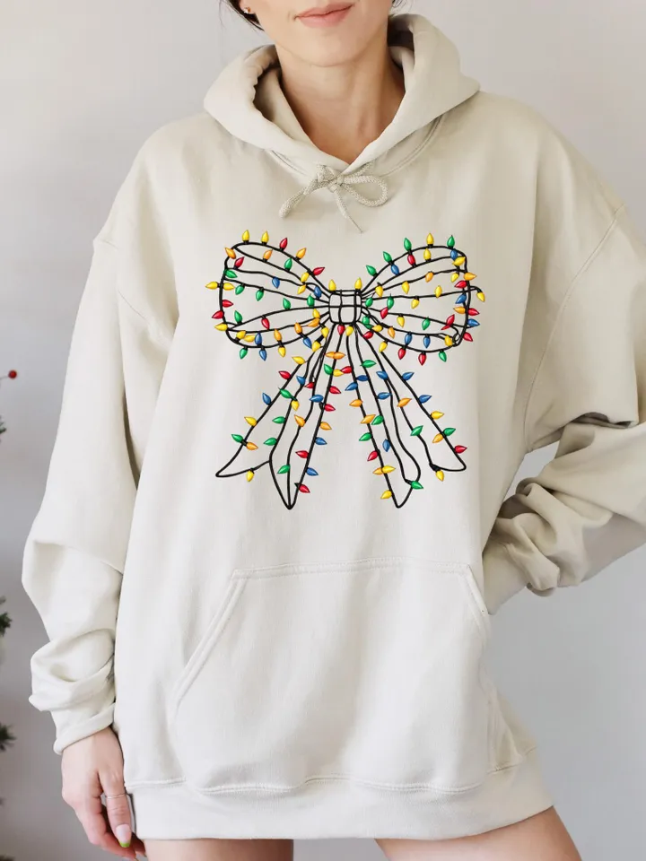 Christmas Light Bow, Christmas Coquette Bow Png Design, Christmas Light Png, Xmas Coquette Bow PNG, Christmas Sublimation Design