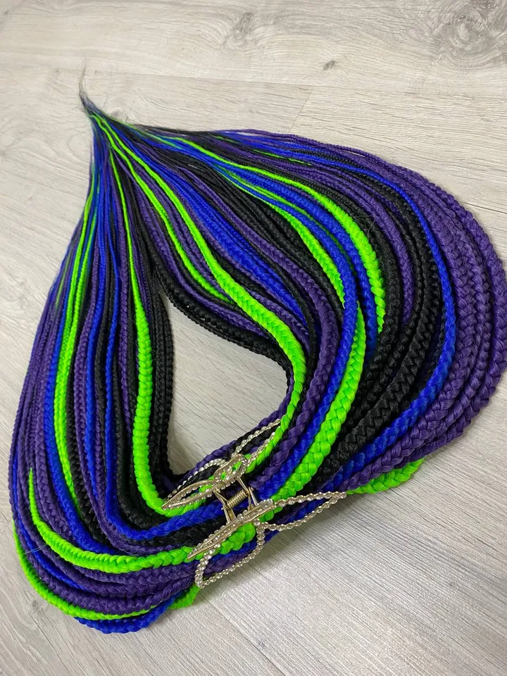 Colourful Synthetic DE braids. Neon Dreadlock extensions full set.