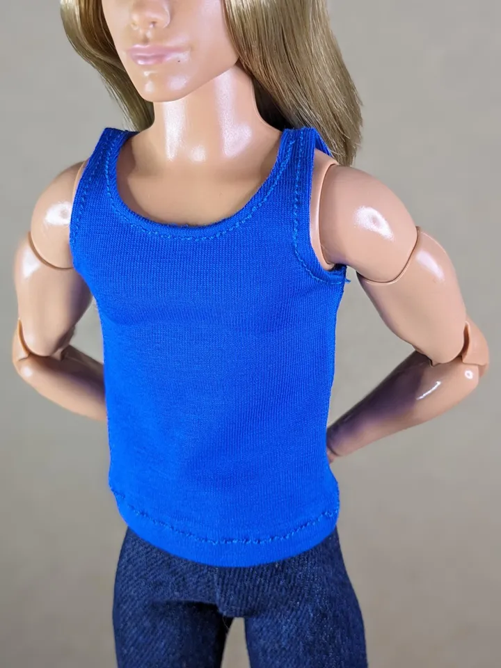 Blue tank top for 12 inch fashion male dolls