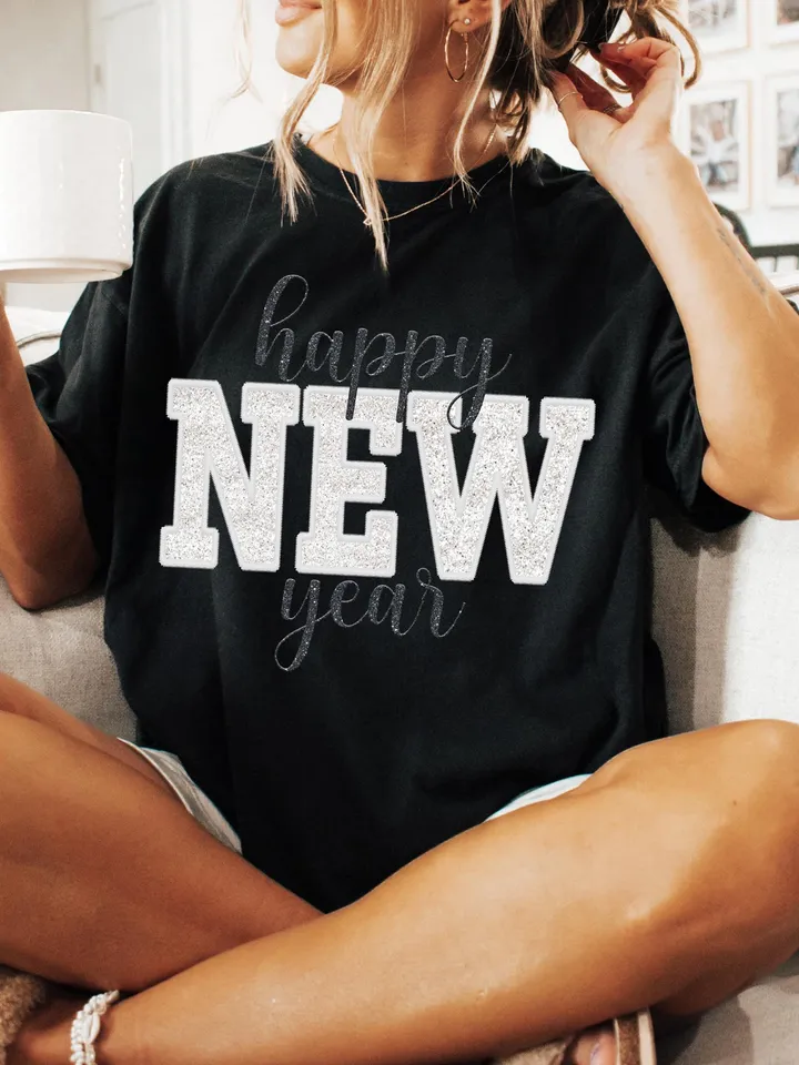 Happy New Year PNG | Holidays, New Year, Sequins, Glitter | Instant Sublimation Download | Digital Shirt Design