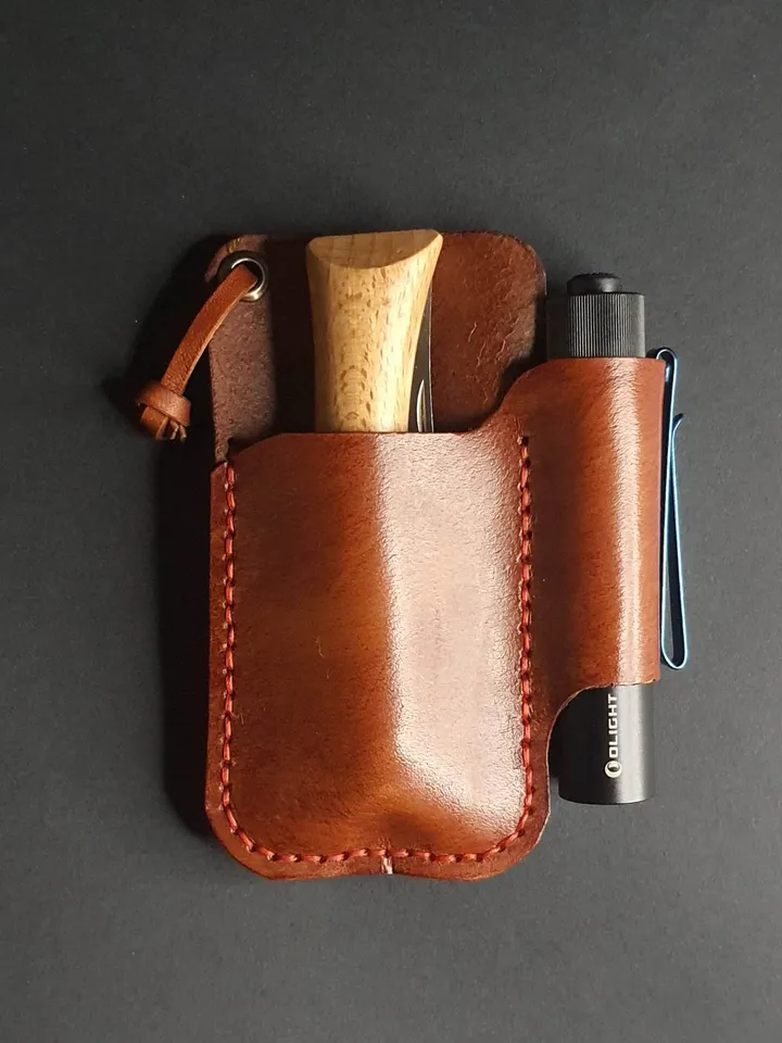 Folding Knife Leather Sheath for Flashlight Organizer EDC Tools fast&easy